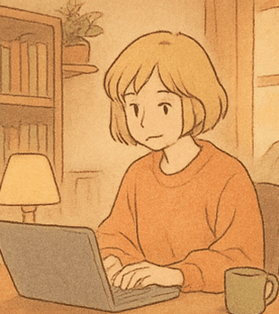 A girl working on a laptop in a study